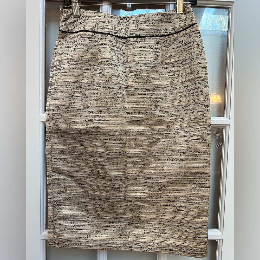 Monsoon London Black Metallic Champagne Sparkle Pencil Skirt Size 4 Small S NWT